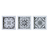 Black And White Tiles Global Inspired 12X12" 3Pc Set Heartstring Deco Box - Destressed Tile