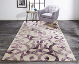 Lorrain Tufted Scrollwork Wool Rug, Violet Purple, 9ft-6in x 13ft-6in Area Rug