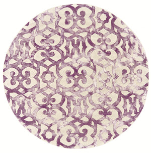 Lorrain Tufted Scrollwork Wool Rug, Violet Purple, 10ft x 10ft Round