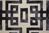 Lorrain Tufted Greek Key Wool Rug, Noir Black, 9ft-6in x 13ft-6in Area Rug