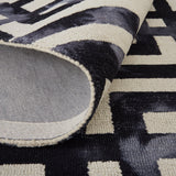 Lorrain Tufted Greek Key Wool Rug, Noir Black, 9ft-6in x 13ft-6in Area Rug