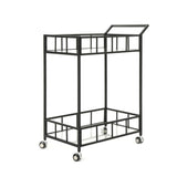 Noble House Varadero Outdoor Modern Bar Cart with Tempered Glass, Black