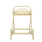 Noble House Indio Outdoor Traditional Iron and Glass Bar Cart, Gold