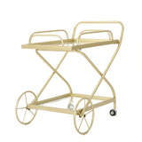 Noble House Indio Outdoor Traditional Iron and Glass Bar Cart, Gold