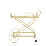 Noble House Indio Outdoor Traditional Iron and Glass Bar Cart, Gold