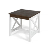 Crystal Beach Outdoor Farmhouse Acacia Wood End Table, Dark Brown and Black Noble House