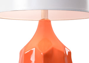 Soft Glow Lamp - Vibrant Orange Ceramic with Textured Body and Super White Shade for Home Decor