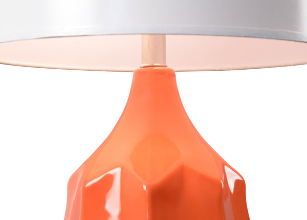 Soft Glow Lamp - Vibrant Orange Ceramic with Textured Body and Super White Shade for Home Decor
