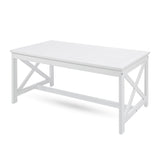 Nester Indoor Farmhouse White Finished Acacia Wood Coffee Table