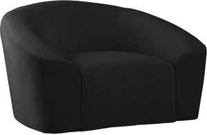 Riley Velvet / Engineered Wood / Foam Contemporary Black Velvet Chair - 49" W x 35.5" D x 29.5" H