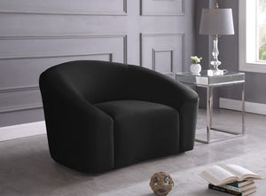 Riley Velvet / Engineered Wood / Foam Contemporary Black Velvet Chair - 49" W x 35.5" D x 29.5" H