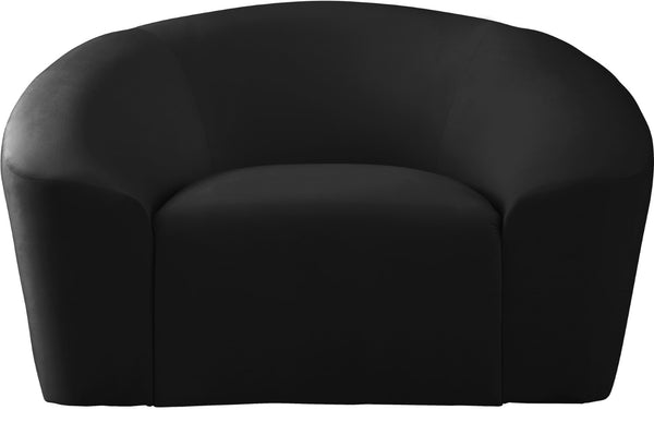 Riley Velvet / Engineered Wood / Foam Contemporary Black Velvet Chair - 49" W x 35.5" D x 29.5" H