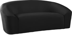 Riley Velvet / Engineered Wood / Foam Contemporary Black Velvet Loveseat - 71" W x 35.5" D x 29.5" H