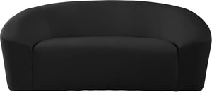Riley Velvet / Engineered Wood / Foam Contemporary Black Velvet Loveseat - 71" W x 35.5" D x 29.5" H