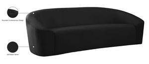 Riley Velvet / Engineered Wood / Foam Contemporary Black Velvet Sofa - 91" W x 35.5" D x 29.5" H