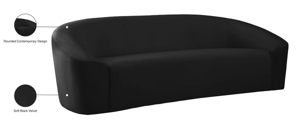 Riley Velvet / Engineered Wood / Foam Contemporary Black Velvet Sofa - 91" W x 35.5" D x 29.5" H
