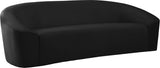 Riley Velvet / Engineered Wood / Foam Contemporary Black Velvet Sofa - 91" W x 35.5" D x 29.5" H