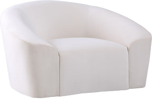 Riley Velvet / Engineered Wood / Foam Contemporary Cream Velvet Chair - 49" W x 35.5" D x 29.5" H