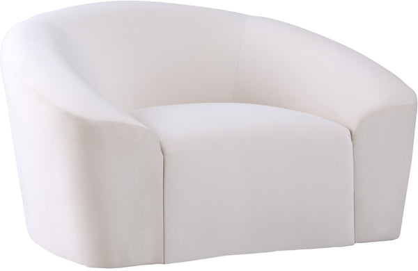Riley Velvet / Engineered Wood / Foam Contemporary Cream Velvet Chair - 49" W x 35.5" D x 29.5" H