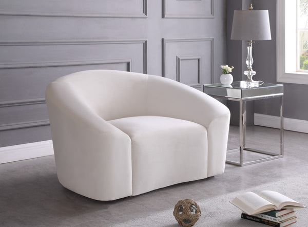 Riley Velvet / Engineered Wood / Foam Contemporary Cream Velvet Chair - 49" W x 35.5" D x 29.5" H