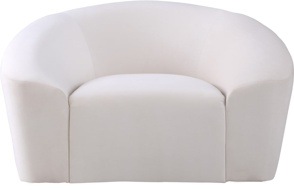 Riley Velvet / Engineered Wood / Foam Contemporary Cream Velvet Chair - 49" W x 35.5" D x 29.5" H