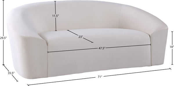 Riley Velvet / Engineered Wood / Foam Contemporary Cream Velvet Loveseat - 71" W x 35.5" D x 29.5" H