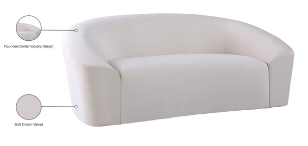 Riley Velvet / Engineered Wood / Foam Contemporary Cream Velvet Loveseat - 71" W x 35.5" D x 29.5" H