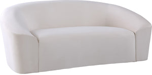 Riley Velvet / Engineered Wood / Foam Contemporary Cream Velvet Loveseat - 71" W x 35.5" D x 29.5" H