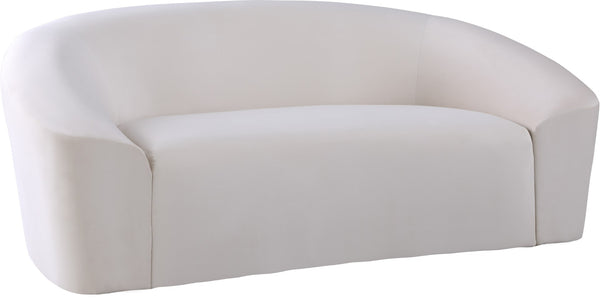 Riley Velvet / Engineered Wood / Foam Contemporary Cream Velvet Loveseat - 71" W x 35.5" D x 29.5" H