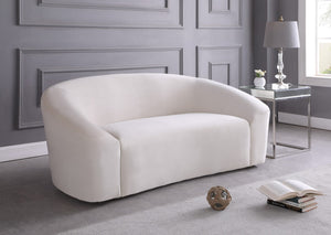 Riley Velvet / Engineered Wood / Foam Contemporary Cream Velvet Loveseat - 71" W x 35.5" D x 29.5" H