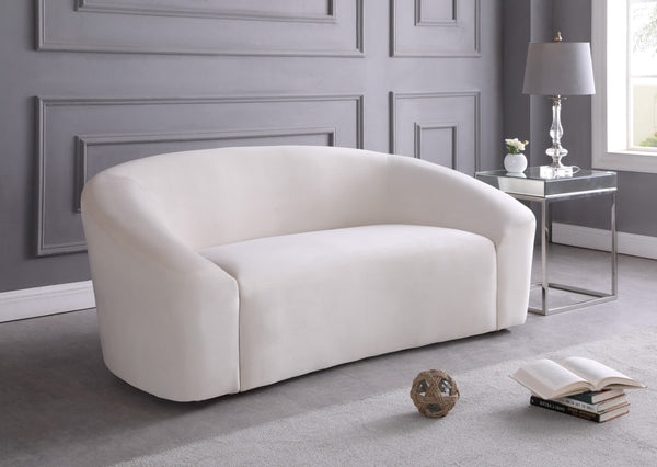 Riley Velvet / Engineered Wood / Foam Contemporary Cream Velvet Loveseat - 71" W x 35.5" D x 29.5" H