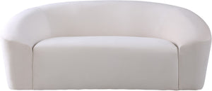 Riley Velvet / Engineered Wood / Foam Contemporary Cream Velvet Loveseat - 71" W x 35.5" D x 29.5" H