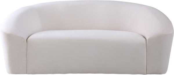 Riley Velvet / Engineered Wood / Foam Contemporary Cream Velvet Loveseat - 71" W x 35.5" D x 29.5" H