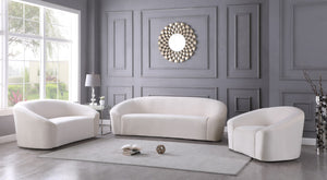 Riley Velvet / Engineered Wood / Foam Contemporary Cream Velvet Loveseat - 71" W x 35.5" D x 29.5" H
