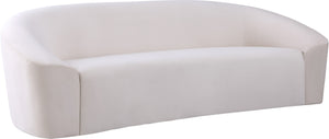 Riley Velvet / Engineered Wood / Foam Contemporary Cream Velvet Sofa - 91" W x 35.5" D x 29.5" H