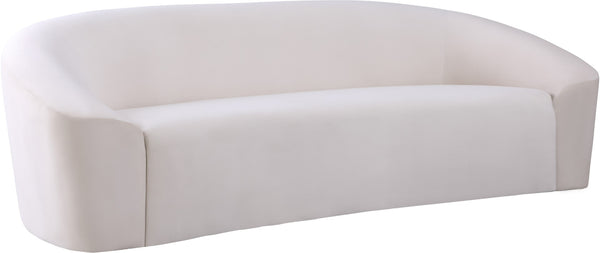 Riley Velvet / Engineered Wood / Foam Contemporary Cream Velvet Sofa - 91" W x 35.5" D x 29.5" H