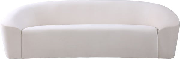 Riley Velvet / Engineered Wood / Foam Contemporary Cream Velvet Sofa - 91" W x 35.5" D x 29.5" H