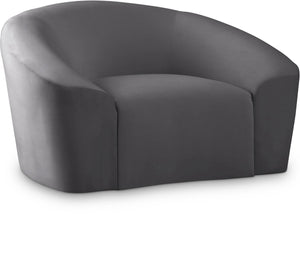 Riley Velvet / Engineered Wood / Foam Contemporary Grey Velvet Chair - 49" W x 35.5" D x 29.5" H