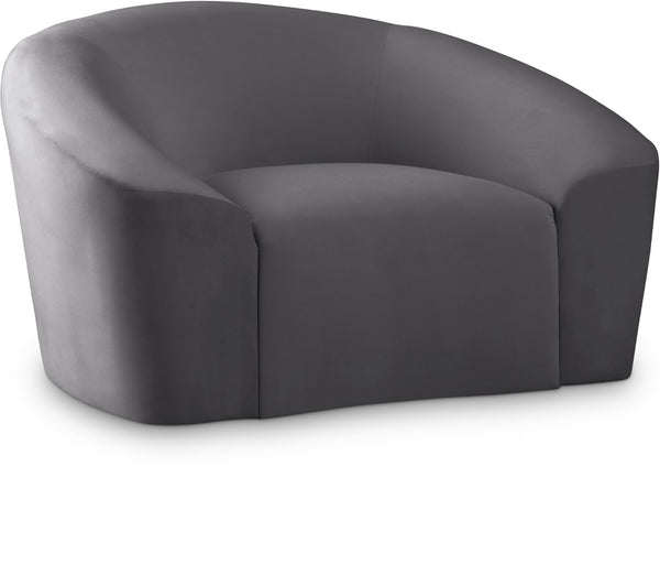 Riley Velvet / Engineered Wood / Foam Contemporary Grey Velvet Chair - 49" W x 35.5" D x 29.5" H
