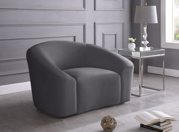 Riley Velvet / Engineered Wood / Foam Contemporary Grey Velvet Chair - 49" W x 35.5" D x 29.5" H
