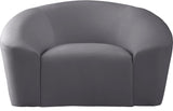 Riley Velvet / Engineered Wood / Foam Contemporary Grey Velvet Chair - 49" W x 35.5" D x 29.5" H