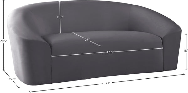 Riley Velvet / Engineered Wood / Foam Contemporary Grey Velvet Loveseat - 71" W x 35.5" D x 29.5" H