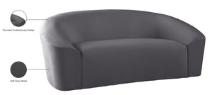 Riley Velvet / Engineered Wood / Foam Contemporary Grey Velvet Loveseat - 71" W x 35.5" D x 29.5" H