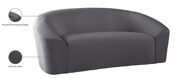 Riley Velvet / Engineered Wood / Foam Contemporary Grey Velvet Loveseat - 71" W x 35.5" D x 29.5" H