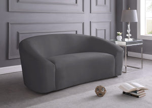 Riley Velvet / Engineered Wood / Foam Contemporary Grey Velvet Loveseat - 71" W x 35.5" D x 29.5" H