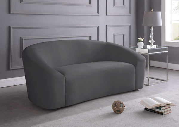 Riley Velvet / Engineered Wood / Foam Contemporary Grey Velvet Loveseat - 71" W x 35.5" D x 29.5" H