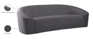 Riley Velvet / Engineered Wood / Foam Contemporary Grey Velvet Sofa - 91" W x 35.5" D x 29.5" H