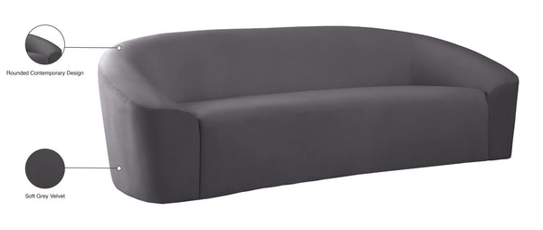 Riley Velvet / Engineered Wood / Foam Contemporary Grey Velvet Sofa - 91" W x 35.5" D x 29.5" H