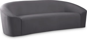 Riley Velvet / Engineered Wood / Foam Contemporary Grey Velvet Sofa - 91" W x 35.5" D x 29.5" H