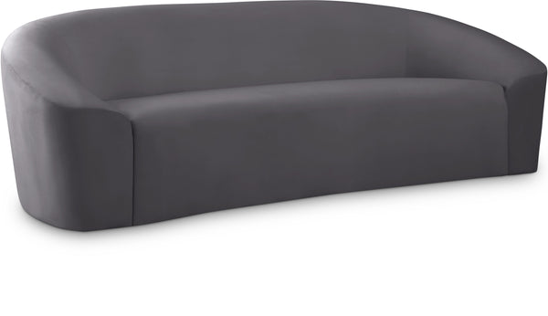 Riley Velvet / Engineered Wood / Foam Contemporary Grey Velvet Sofa - 91" W x 35.5" D x 29.5" H